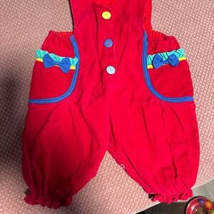 Vintage 90’s Baby Colorblock×Dots Clown Overall Outfit 3-6month